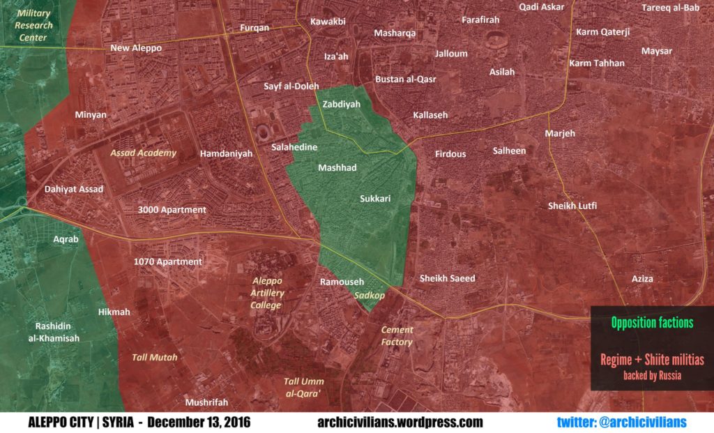 Aktuelle Lage in Ost-Aleppo am 13.12.2016